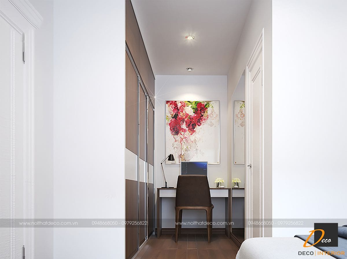 Thiết kế phòng ngủ có bàn làm việc chung cư chị Trang S2.12B.08 Seasons Avenue