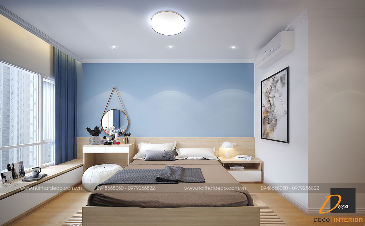 Phòng ngủ của chị Trang được thiết kế theo phong cách hiện đại