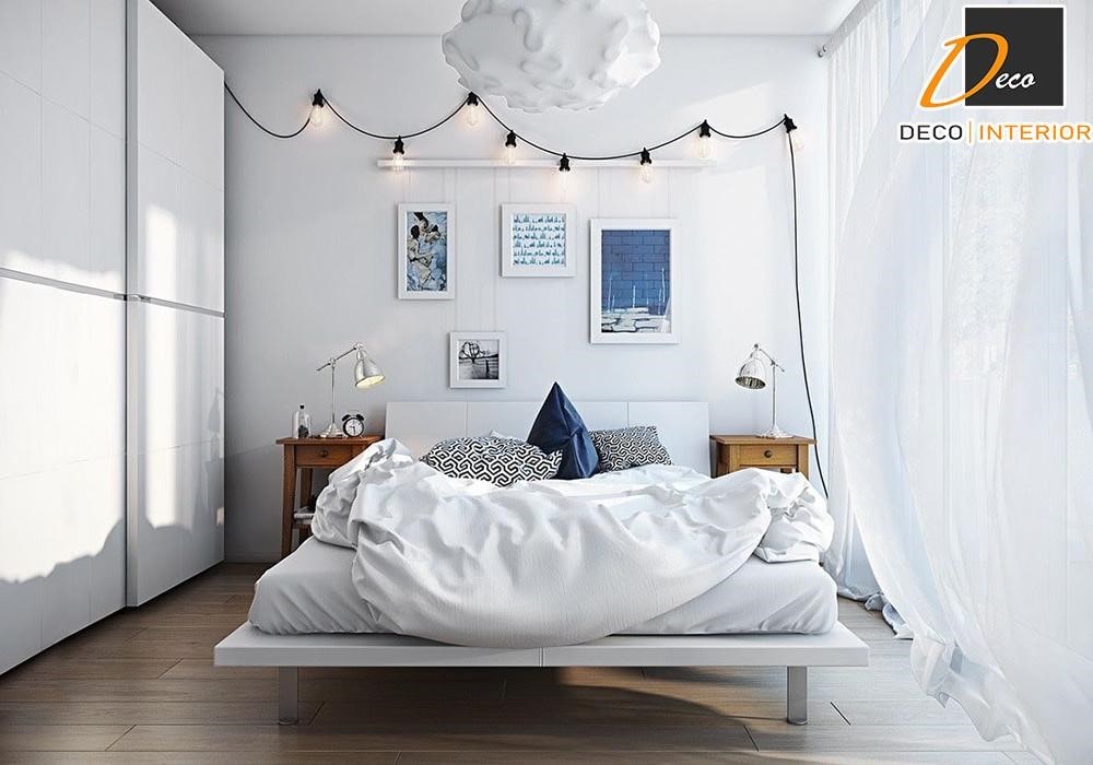 Thiết kế nội thất phòng ngủ cho nữ với gam màu trắng